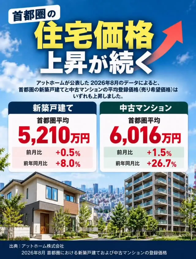 首都圏の住宅価格、上昇が続いています。