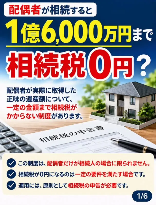 【配偶者が相続すると、1億6,000万円まで相続税0円？】